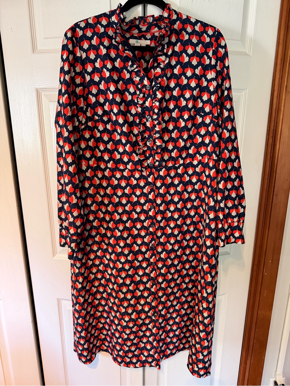 Boden Navy, Red and White Maxi Dress with Heart Print - Picture 2 of 7